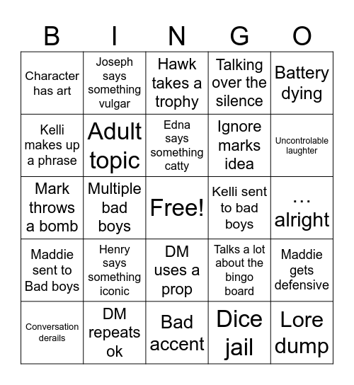 Evil bugs Bingo Card