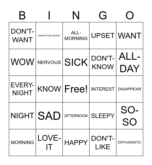 UNIT 6 LESSONS 1 AND 2 Bingo Card