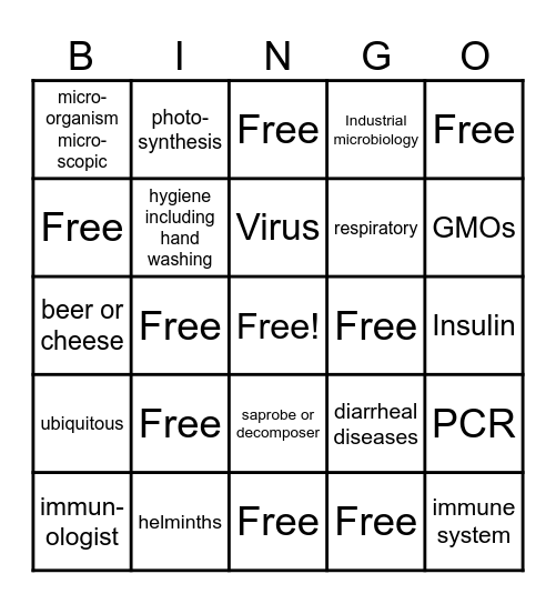 Microbes #1 Bingo Card