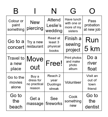 2026 Bingo Card