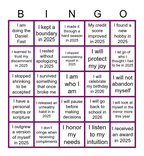 Called. Seen. Heard. Bingo Card