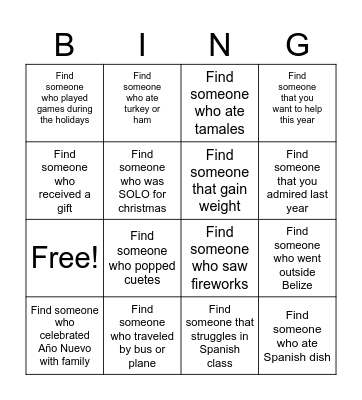 Bienvenido 2026 Bingo Card