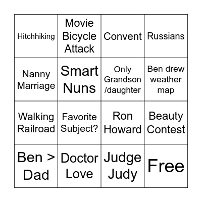 Grandma Bingo Card