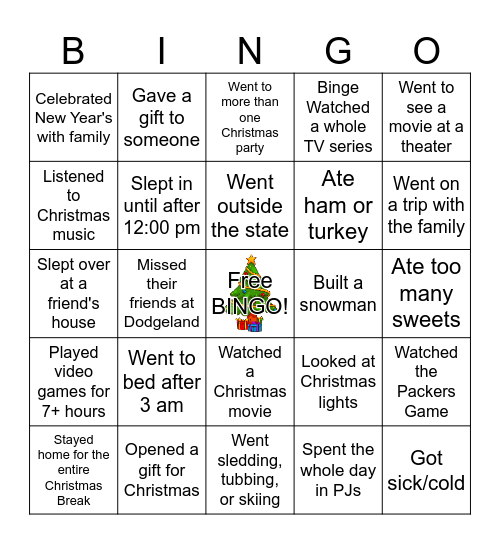 Winter Break Bingo! Bingo Card