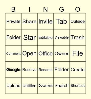 Google Docs Bingo Card