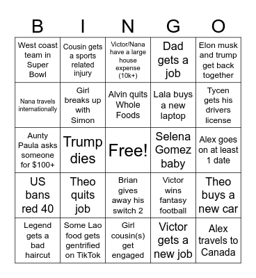 2026 Bingo Card