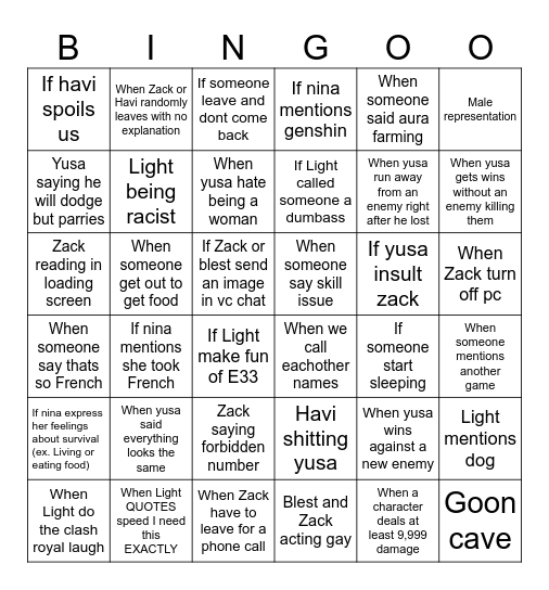 E33 Bingo Card