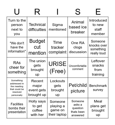 Winter Inservice Bingo Card