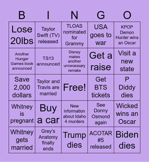 2026 Bingo Card