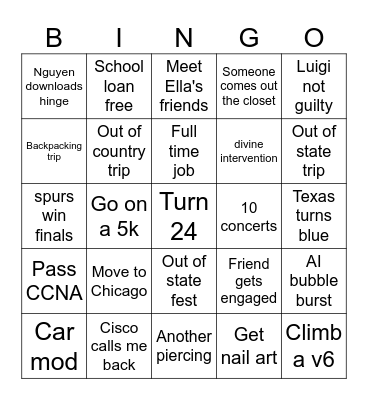 2026 Bingo Card