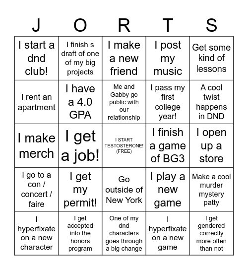 2026 personal bingo Card