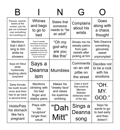 Hunter Bingo Card