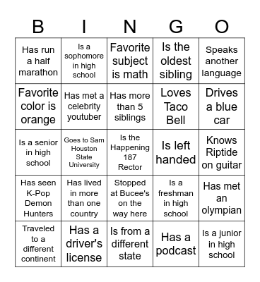 Happening 187 Bingo Card