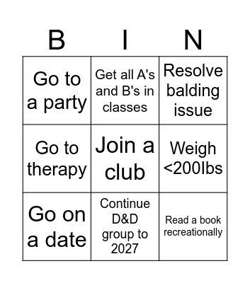 2026 Personal BINgo Card