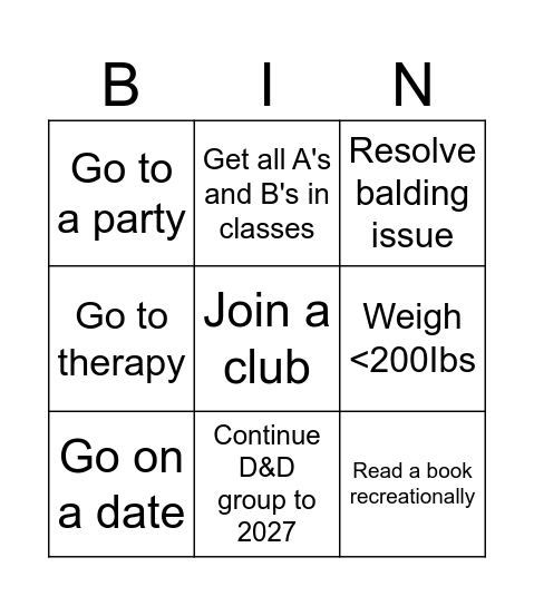 2026 Personal BINgo Card