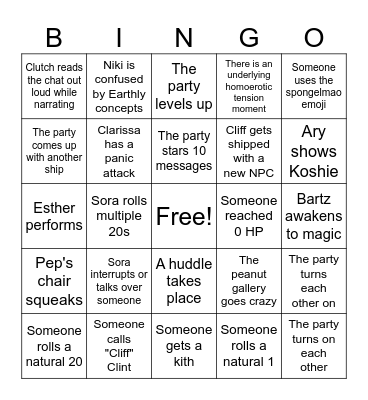 Magic in a Bottle Bingo Card