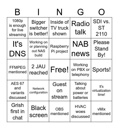 TVJay Bingo Card