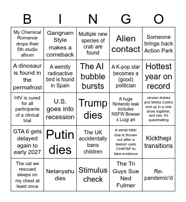 2026 Bingo Card