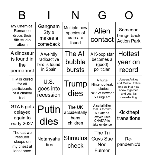 2026 Bingo Card