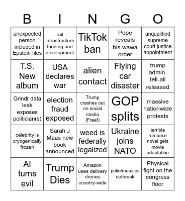 2026 Bingo Card Bingo Card
