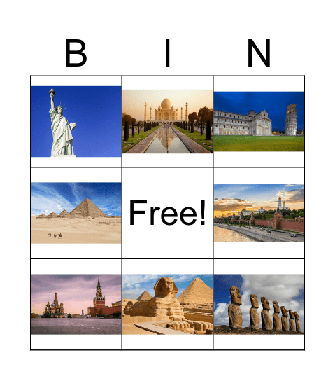 Landmarks Bingo Card
