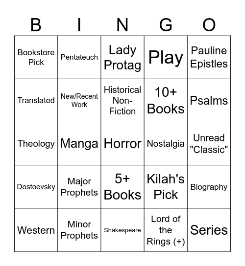 2026 Book Bingo Card
