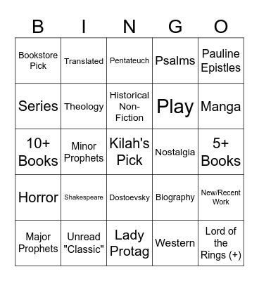 2026 Book Bingo Card
