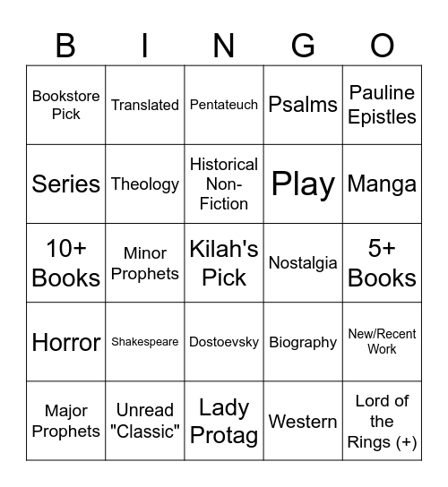 2026 Book Bingo Card