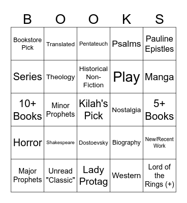 2026 Book Bingo Card