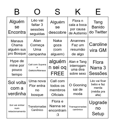 Bingo do Bosque :3 Bingo Card