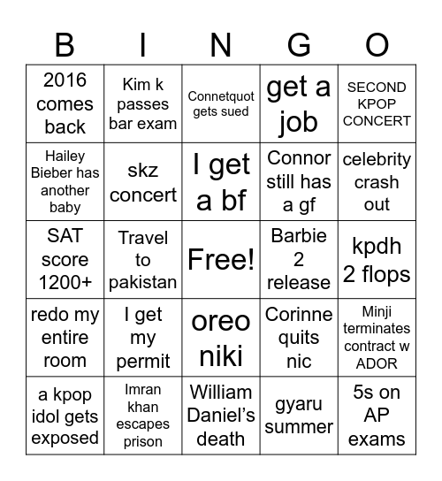 2026 Bingo Card