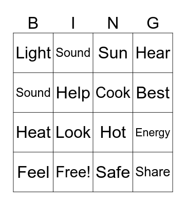 I Like Energy Bingo Card