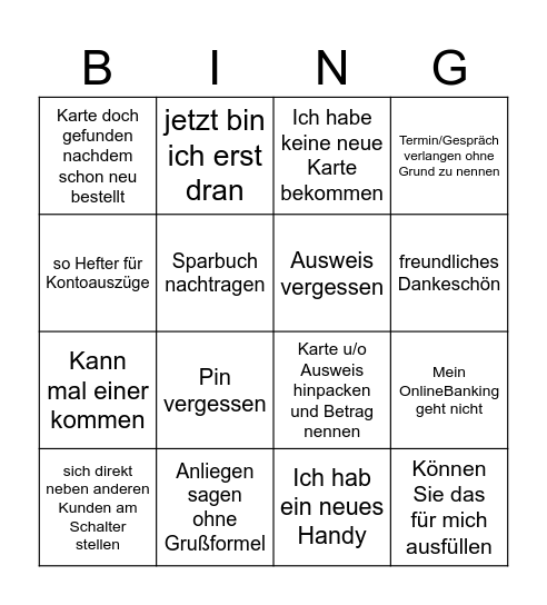 Kundenbingo Card