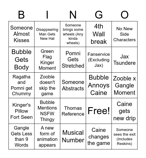 TADC Episode 7 Bingo Card Bingo Card
