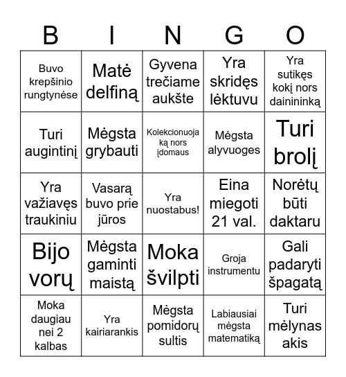 Tyrinėju draugus Bingo Card