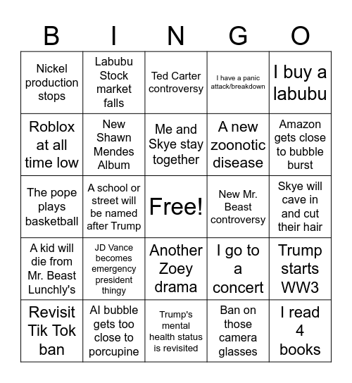 My 2026 BINGO Board Bingo Card