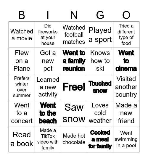 Back to School Bingo Card