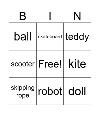Toys Bingo Card