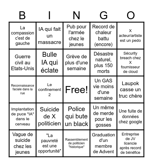 Bingo 2026 Bingo Card