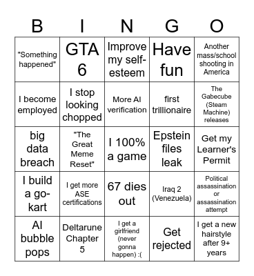 Bingo 2026 Bingo Card