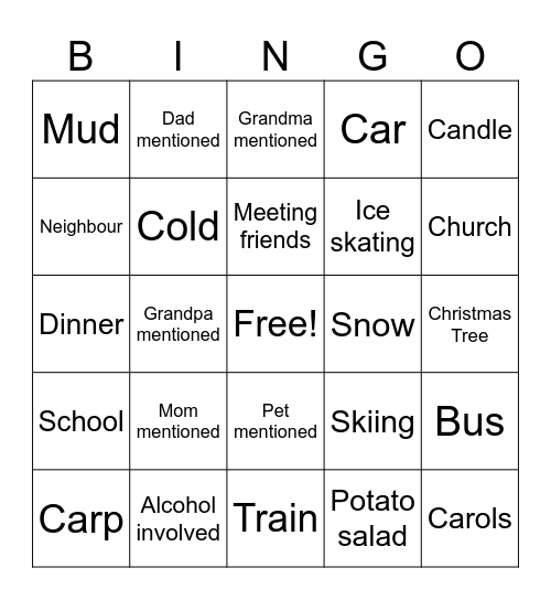 Christmas Stories Bingo Card