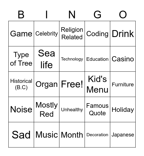 Untitled Bingo Card