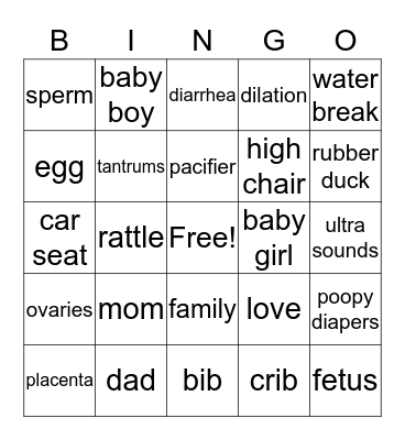 Lil V or Lil D Bingo Card