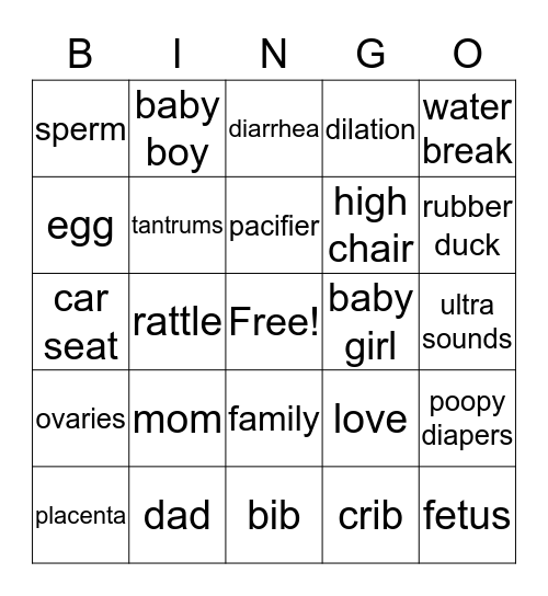 Lil V or Lil D Bingo Card