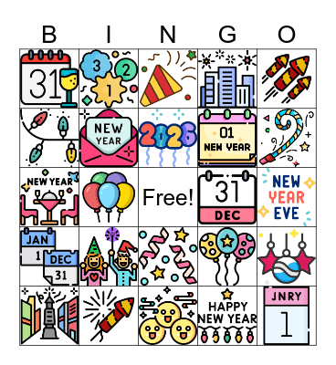New Year Bingo Card