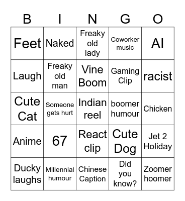 IG Reels BINGO Card