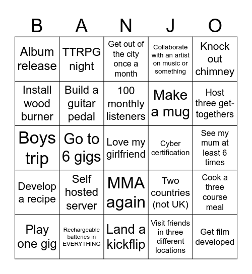 2026 Bingo Card