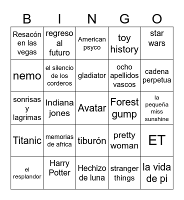 bingo de peliculas/series Bingo Card