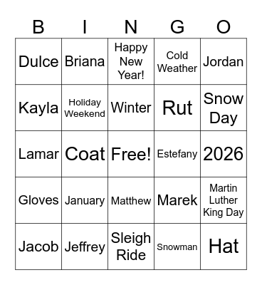 January! Bingo Card