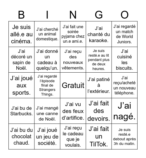 Le pause des fêtes hivernales Bingo Card